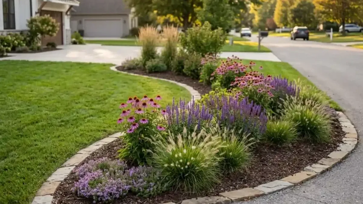 17 Front Yard Flower Bed Ideas Along a Driveway