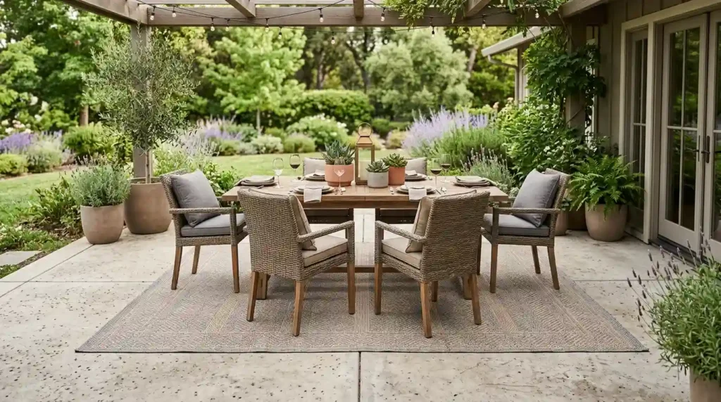 Define Your Patio Dining Area with an Outdoor Rug