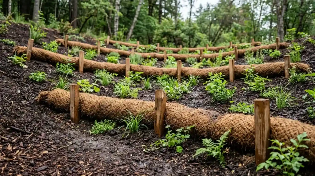 Catch Loose Soil With Coir Logs
