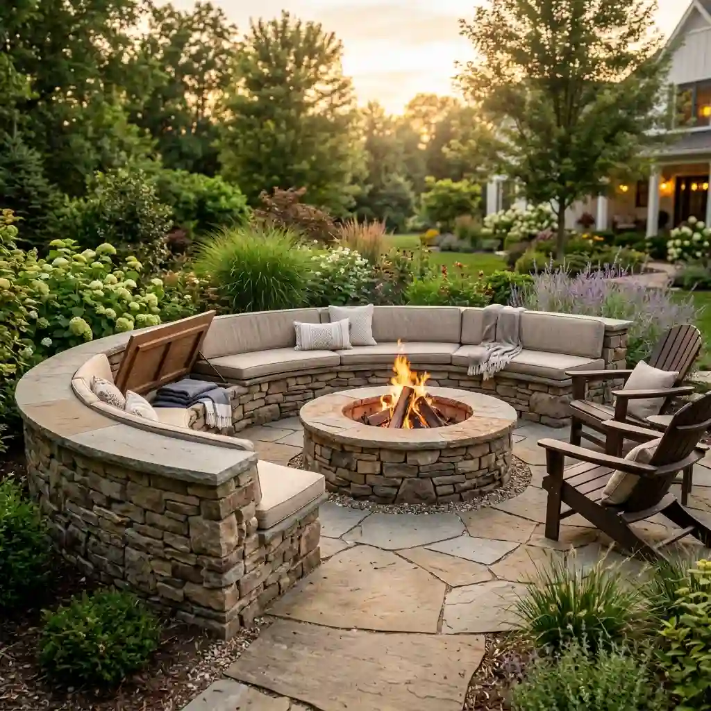Add Built-In Benches Around the Fire Pit
