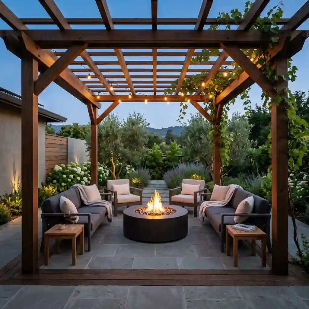 Add a Fire Pit Under a Pergola