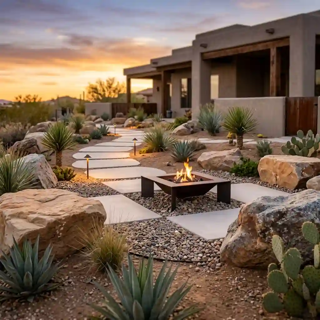 Add a Fire Pit to a Desert Landscape