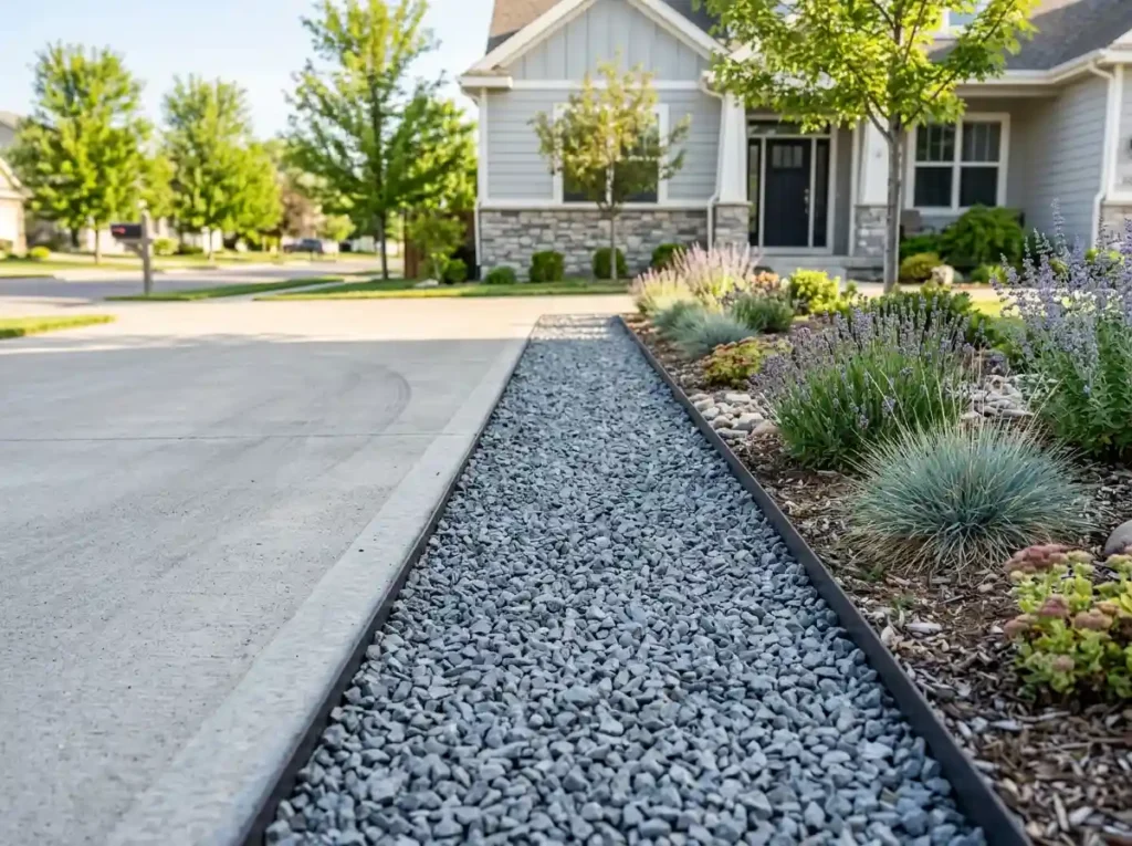 Add a Gravel or River-Rock Strip