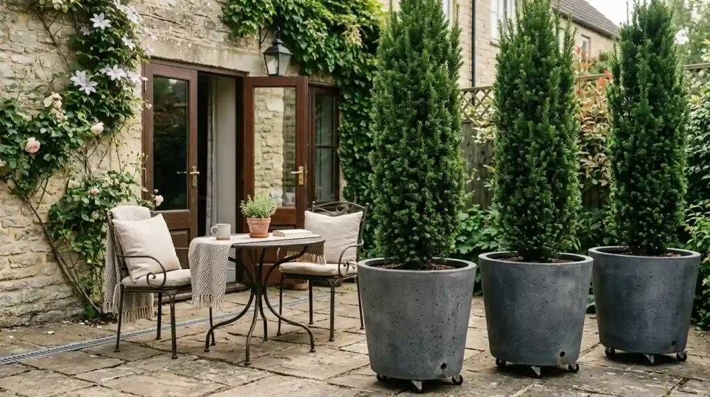 Arrange Tall Planters Around a Seating Area