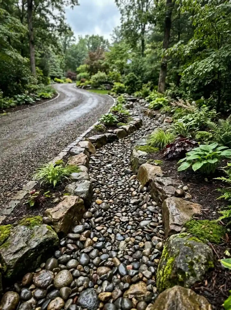 Build a Dry Creek Bed Beside the Driveway