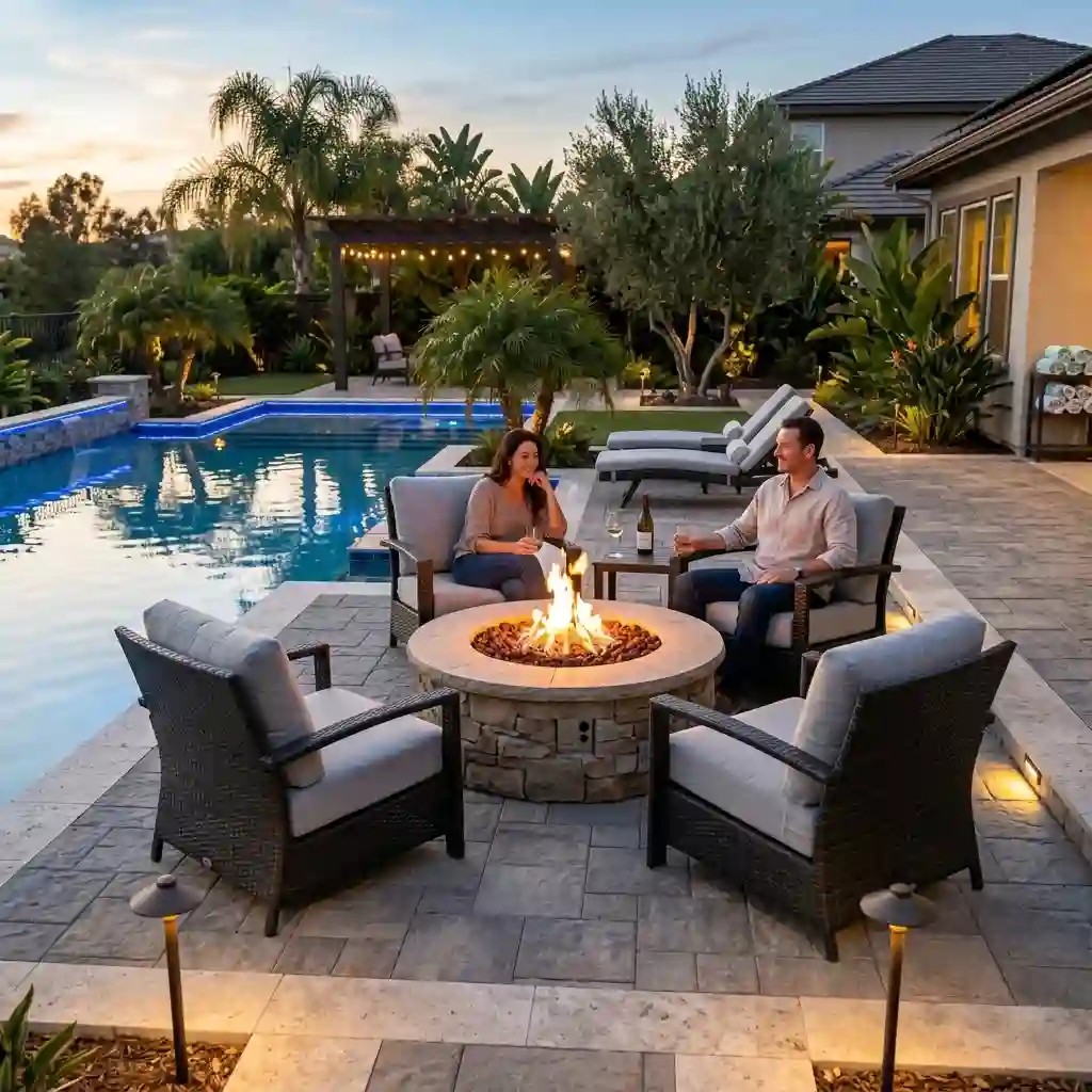 Create a Poolside Fire Pit Lounge