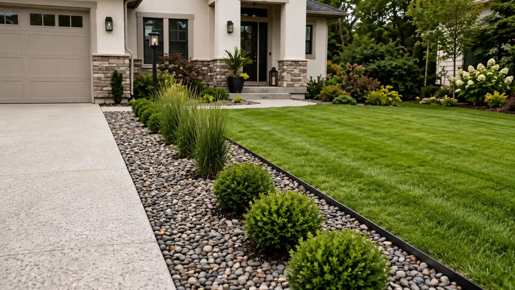 Driveway Landscaping with Rocks Ideas