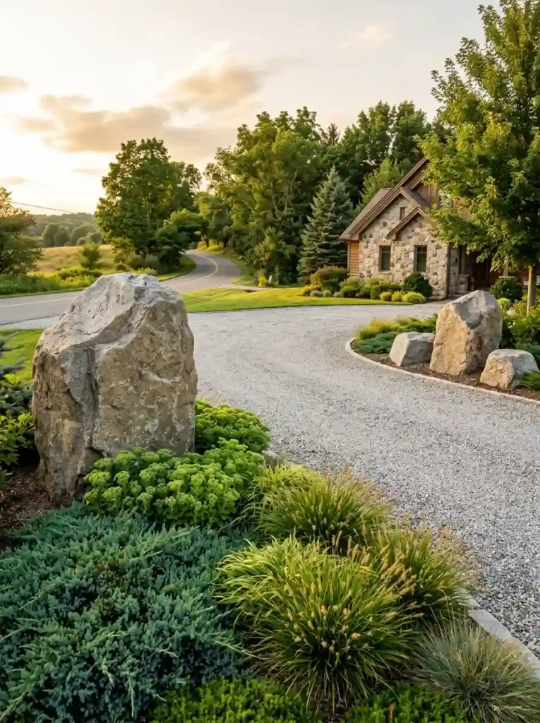 Frame the Driveway Entrance with Boulders