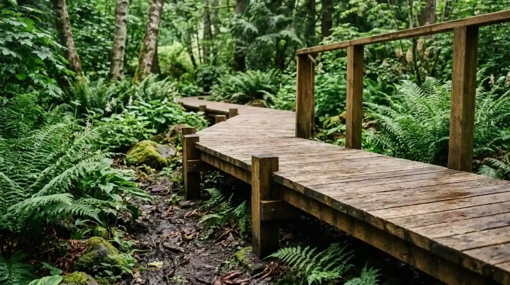 Install a Wooden Boardwalk Over Damp Ground