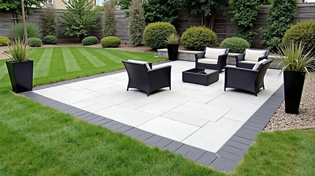 Make a Plain Patio Look Finished With a Dark Border