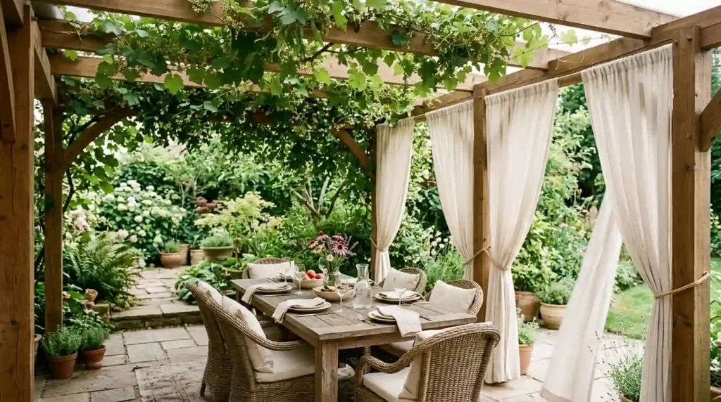 Cover a Pergola With Vines or Curtains