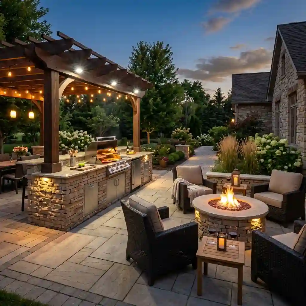 Place a Fire Pit Beside an Outdoor Kitchen