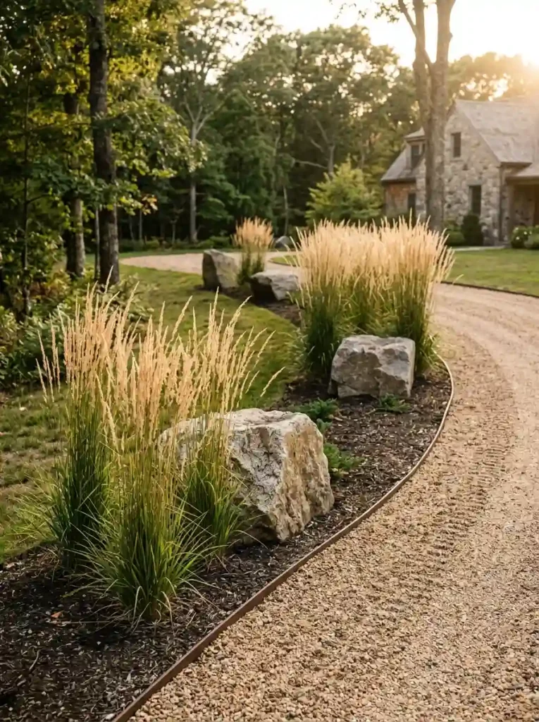Plant Ornamental Grasses Among Large Stones