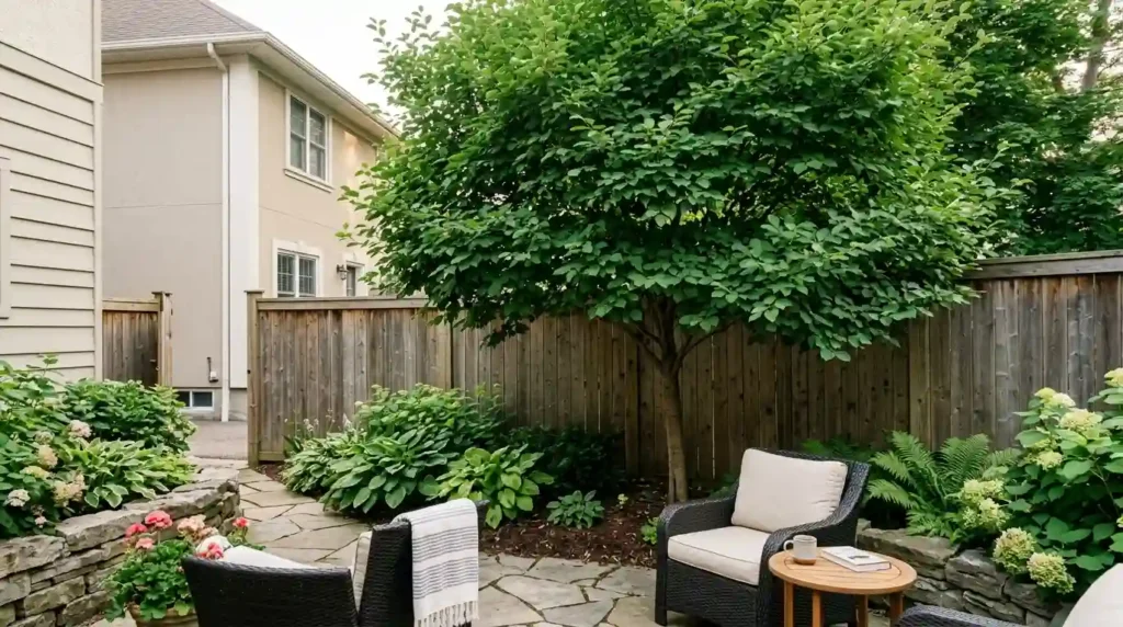 Plant Small Canopy Trees to Block Upper Windows
