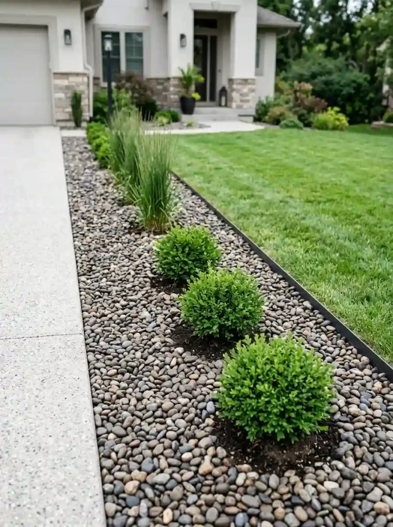 Replace a Difficult Grass Strip with Rock Mulch