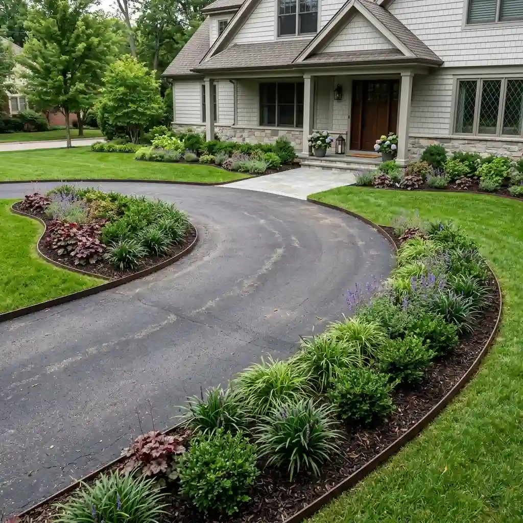 Shape Curved Beds Around the Driveway