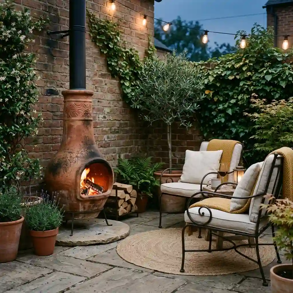 Use a Chiminea in a Patio Corner