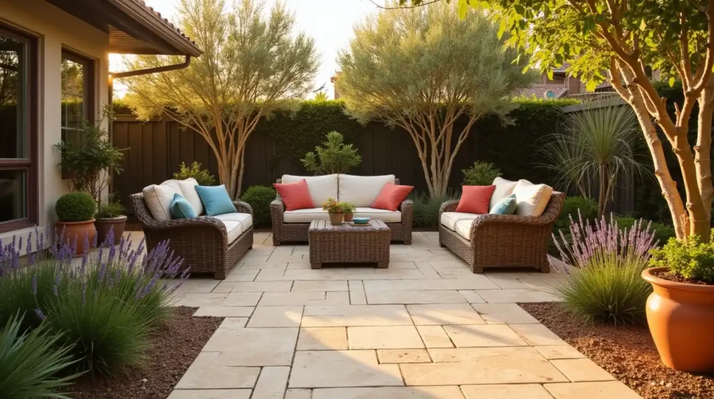 Warm Up the Yard With Travertine-Look Pavers