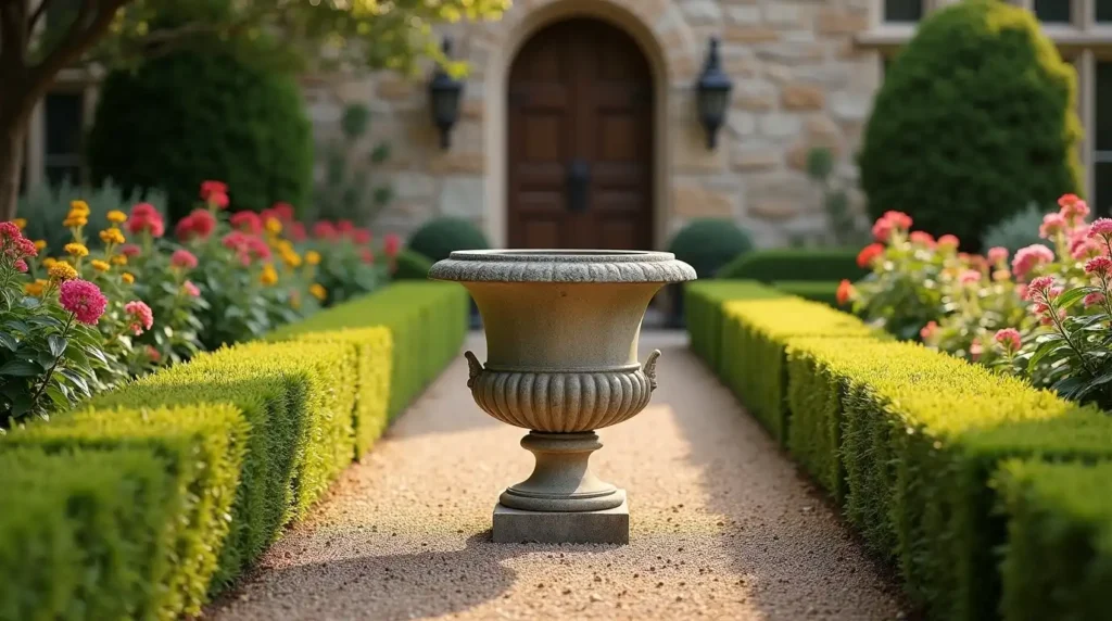 Add One Strong Urn or Statue Instead of Many Decorations