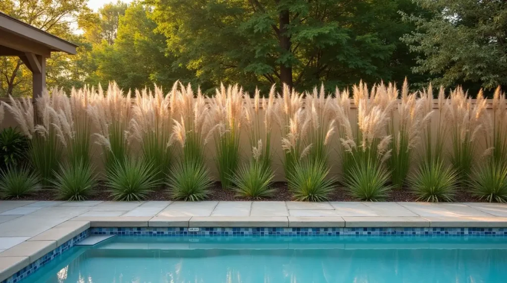 Soften Pool Fences with Ornamental Grasses