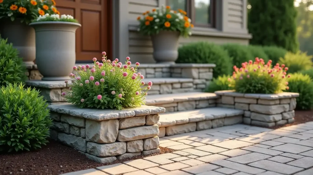 Add a Raised Stone Planter Near the Porch