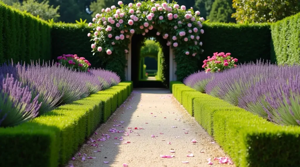 Soften Straight Lines With Roses and Lavender