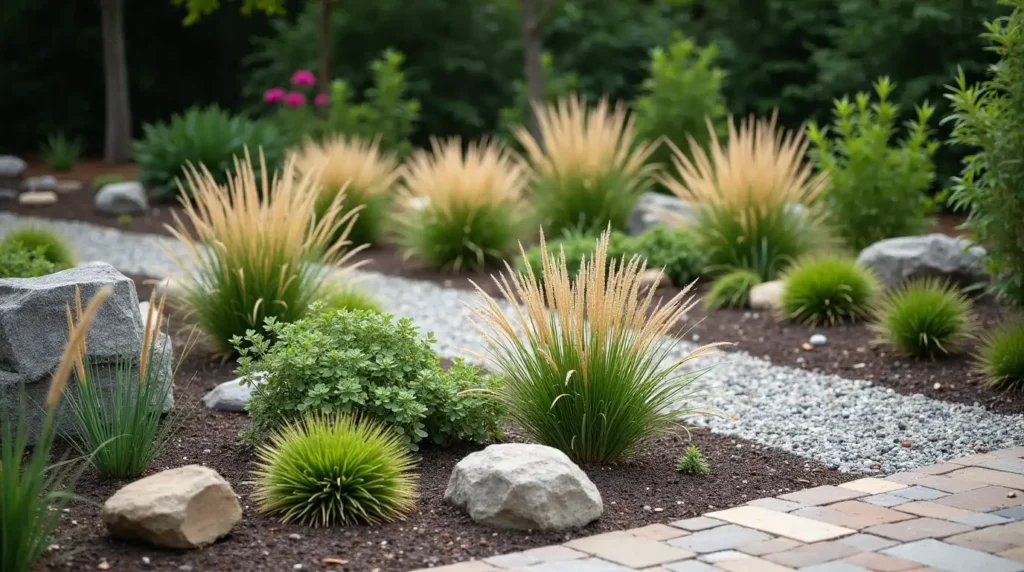 Add Ornamental Grasses Between Rock Groups