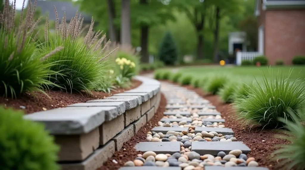 Add a Narrow River Rock Drainage Channel