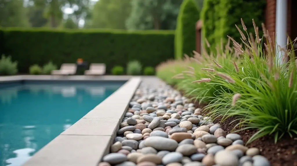 Add a Rounded River Rock Drainage Strip