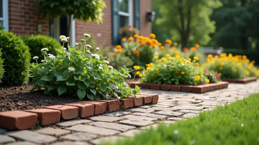 Create a Flat Brick Border Around Garden Beds