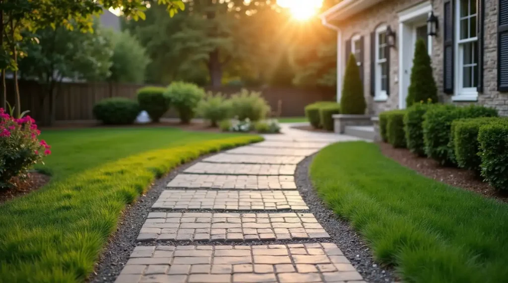 Add a Paver Walkway With a Dark Border