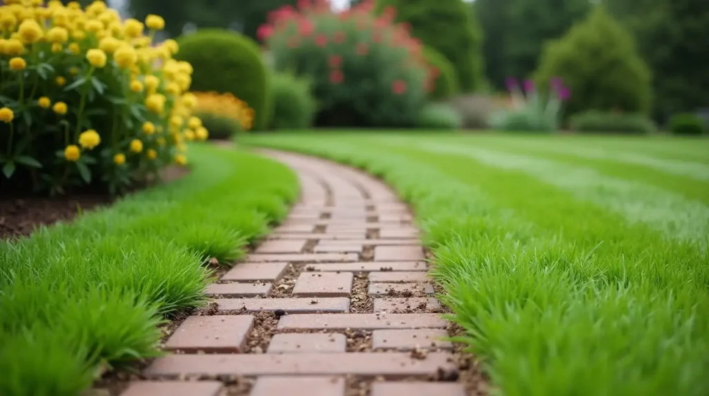 Build a Brick Mowing Strip Beside the Lawn