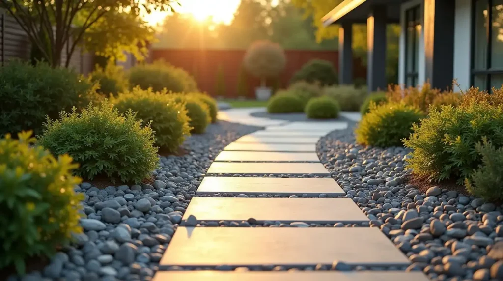 Use Large Pavers With River Rock