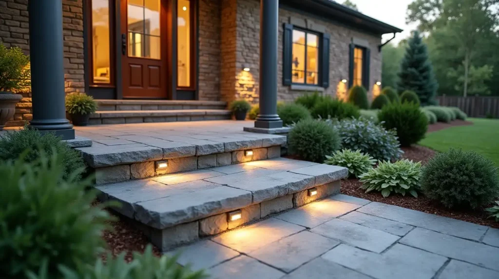 Widen the Front Door Area With a Stone Landing