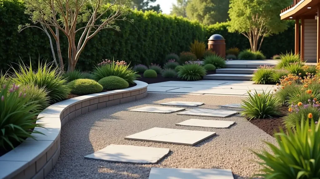 Pair Large Pavers With Decorative Gravel