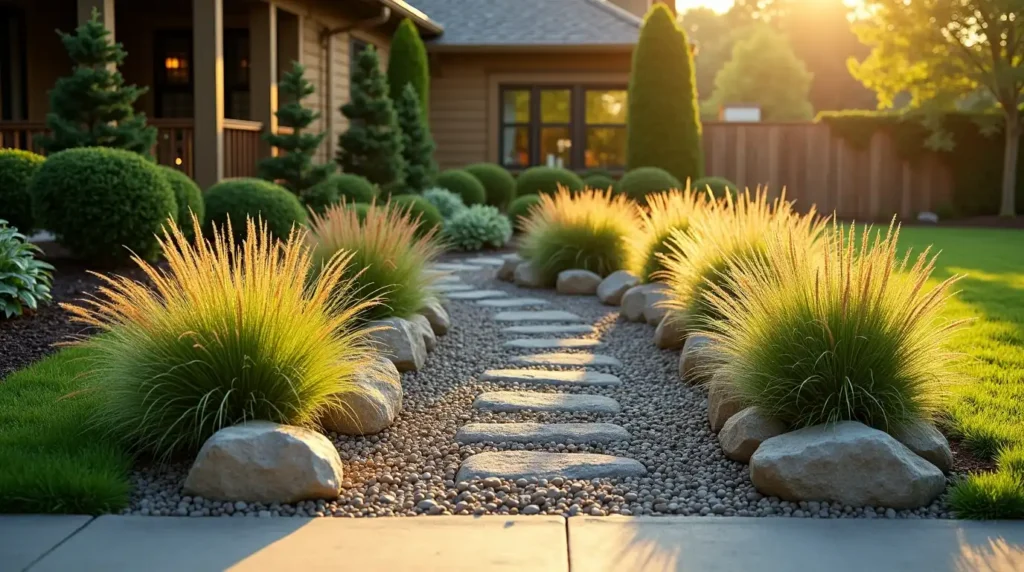 Place Dwarf Grasses Between Boulders